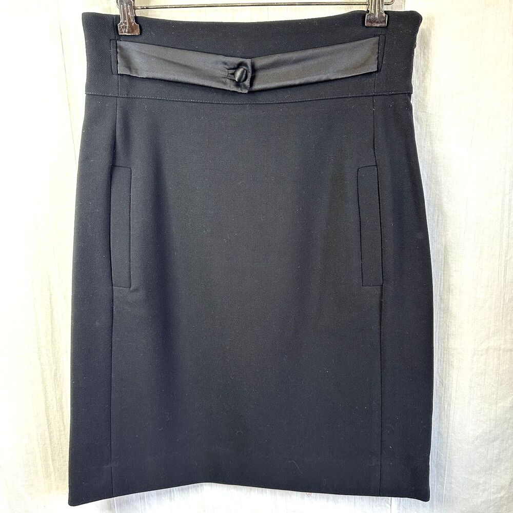 Just Cavalli Women's Black Silk Belt Detail High Waist Pencil Skirt Sz 6/42